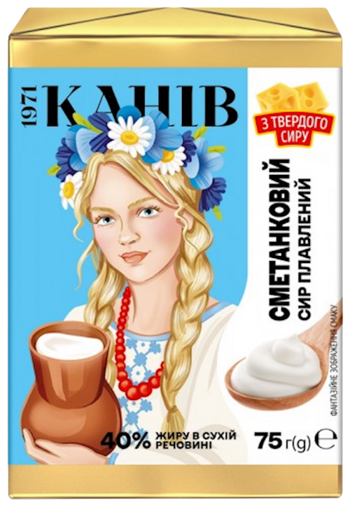 CHEESE PROCESSED SMETANKOVY 35% 24/75GR KANIV UKRAINE N0487