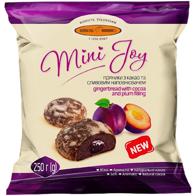 GINGERBREAD W/COCOA&PLUM FLAVORS 12/250GR MINI JOY UKRAINE N5321