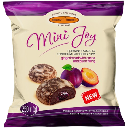 GINGERBREAD W/COCOA&PLUM FLAVORS 12/250GR MINI JOY UKRAINE N5321
