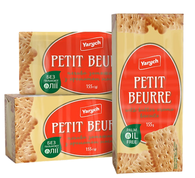 BISCUITS PETIT BEURRE W/BUTTER FLAVOR 36/155GR YARYCH UKRAINE