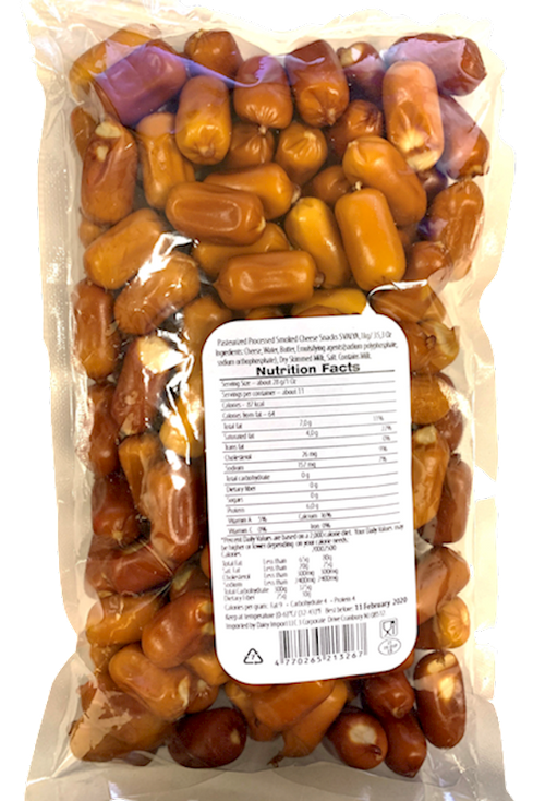 CHEESE BITE SIZED SMOKED ORIGINAL 4/2.2LB LITHUANIA  BY CS