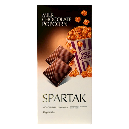 CHOCOLATE BAR MILK W/POPCORN 20/95GR SPARTAK N10147