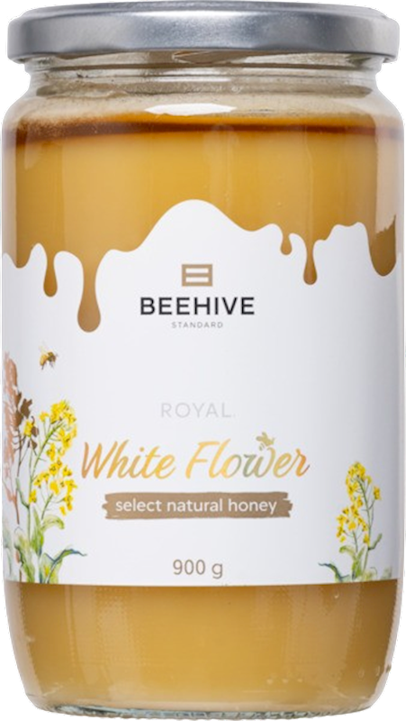 HONEY NATURAL WHITE FLOWERS 6/900GR GLASS BEEHIVE #12 UKRAINE N30481