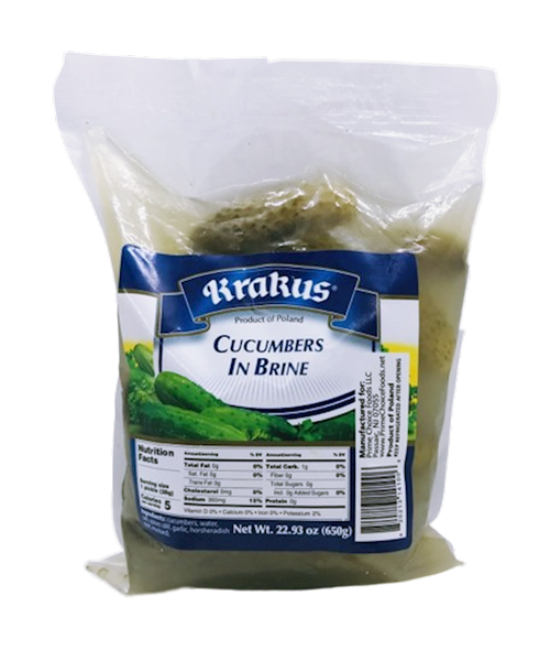 CUCUMBERS IN BRINE BAG 18/650GR KRAKUS POLAND N KRAK0283