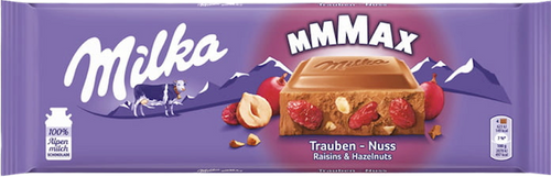 CHOCOLATE BAR MMMAX RAISINS&HAZELNUTS 15/270GR MILKA  AUSTRIA N4256633