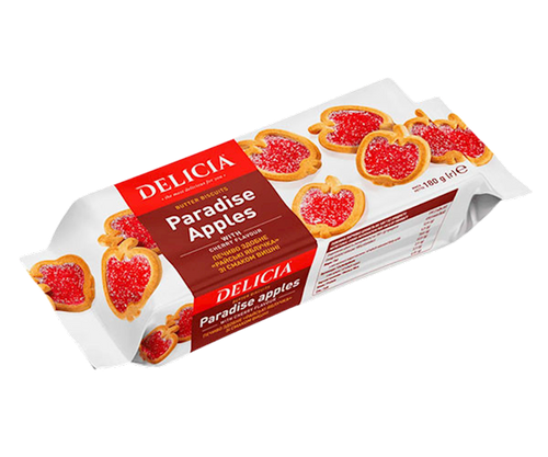 BISCUITS BUTTER W/CHERRY FLAVOR PARADISE APPLES 12/180GR DELICIA