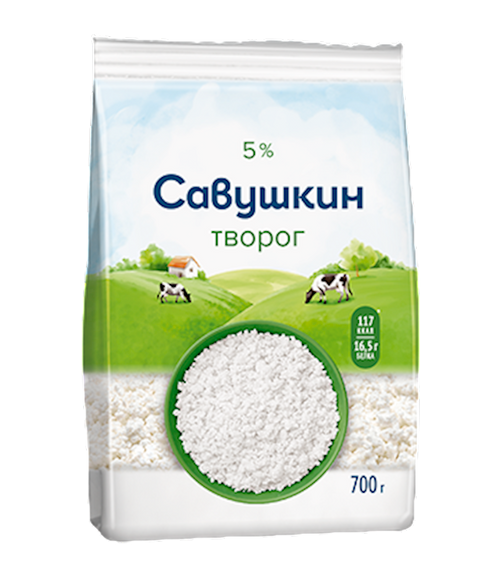 FARMER CHEESE CURD 5% 6/700GR SAVUSHKIN PRODUCT N2184