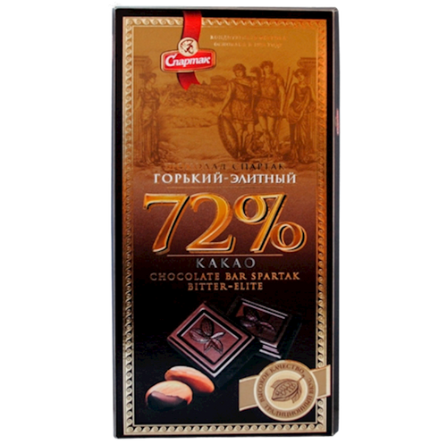 CHOCOLATE BAR BITTER ELITE 72%  22/85GR SPARTAK N8910/9958