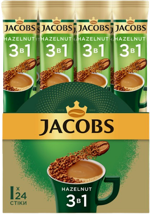 COFFEE STICKS INSTANT JACOBS 3IN1 HAZELNUT 10/(24X15GR) N813