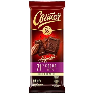 CHOCOLATE BAR DARK EXTRA AVTORSKIY 71% 25/85GR SVITOCH