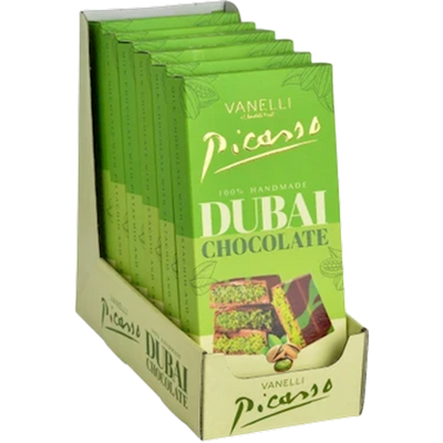 CHOCOLATE BAR DUBAI W/PISTACHIO&KATAIFI 6/200GR VANELLI