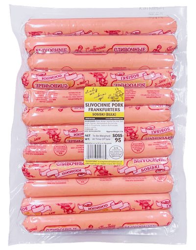 FRANKFURTERS PORK SOSISKI SLIVOCHNIE LOOSE BY LB VP BULK N95/92076
204465 95-SOSS