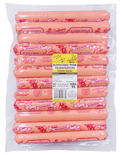 FRANKFURTERS PORK SOSISKI SLIVOCHNIE LOOSE BY LB VP BULK N95/92076
204465 95-SOSS