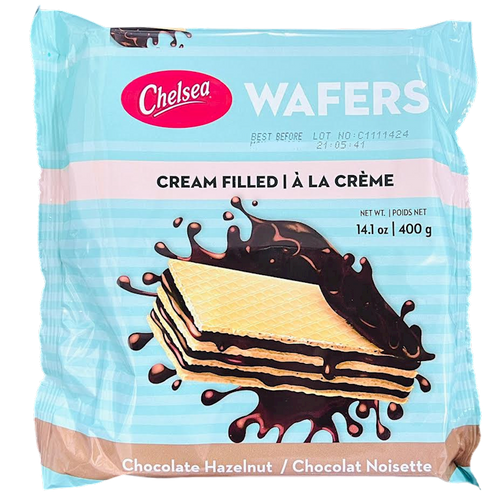 WAFFERS W/CHOCOLATE&HAZELNUT FILLING 12/400GR CHELSEA