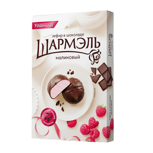 MARSHMALLOW GLAZED W/RASPBERRY FLAVOR SHARMEL 8/250GR UDARNITSA
