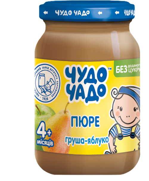 PUREE FOR BABY PEAR & APPLE FROM 4 MONTHS 6/170GR CHUDO CHADO UKRAINE