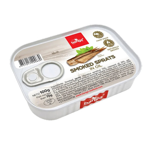 SMOKED SPRATS IN OIL 12/100G BANGA LATVIA N1484