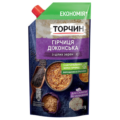 MUSTARD DIJON W/WHOLE GRAINS 18/230GR TORCHYN UKRAINE