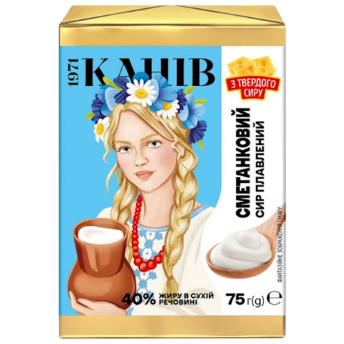CHEESE PROCESSED SMETANKOVY 35% 24/75GR KANIV UKRAINE N0487