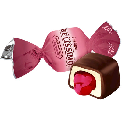 CANDIES PACKED CHOCOLATE W/STRAWBERRY&CREAM FLAVOR BELISSIMO 1/15.4LB KONTI UKRAINE N7239 (7/1000GR)