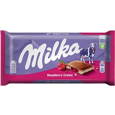 CHOCOLATE BAR ALPINE MILK RASPBERRY CREAM 22/100GR MILKA  GERMANY N0642735