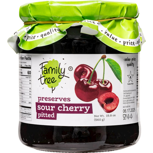 PRESERVES CHERRY SOUR PITTED 12/560GR FAMILY TREE N58