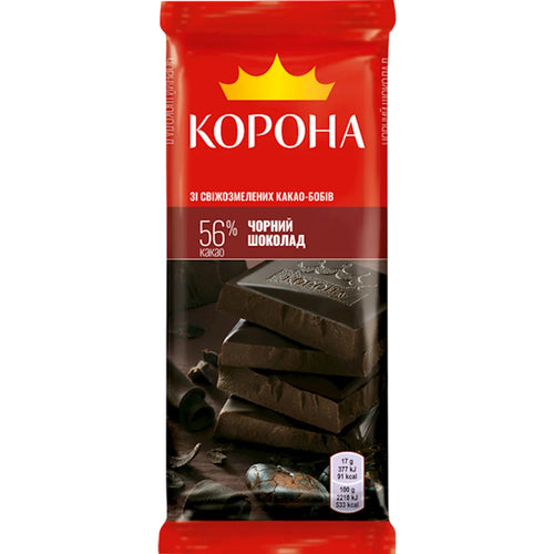 CHOCOLATE BAR BLACK 56% 25/85GR KORONA UKRAINE N4260156