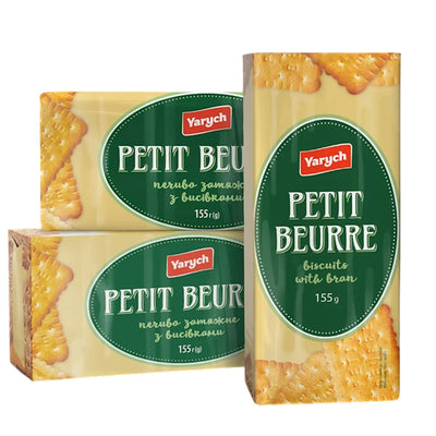 BISCUITS PETIT BEURRE W/BRAN 36/155GR YARYCH UKRAINE