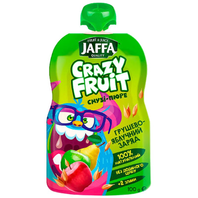 SMOOTHIE PUREE CRAZY FRUIT PEARS&APPLES W/CEREALS 16/100GR JAFFA