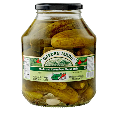 CUCUMBERS HOME STYLE  MARINATED 6/56 OZ GARDEN MADE BULGARIA N33126