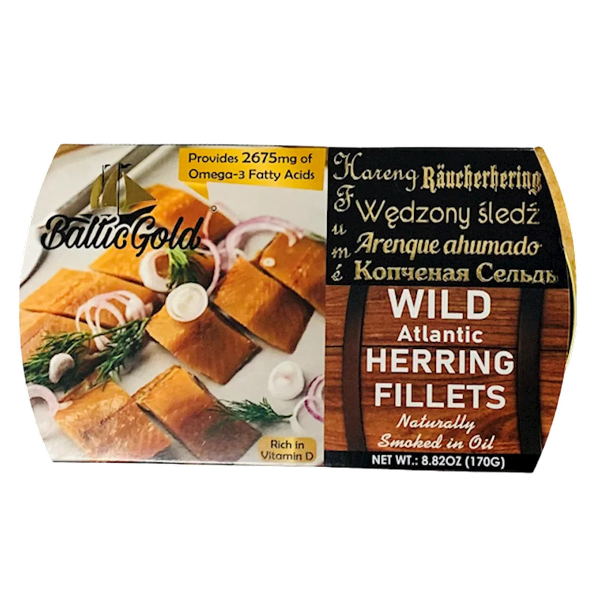 SMOKED ATLANTIC HERRING FILLET IN OIL 10/170 GR BALTIC GOLD #7 LATVIA N34007