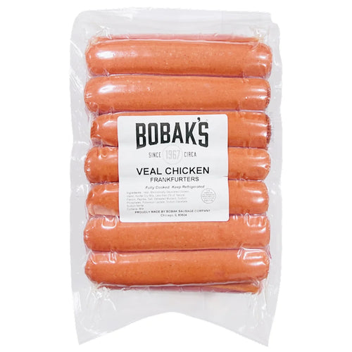 FRANKFURTERS VEAL&CHICKEN BULK V/P 1/5LB BOBAK N14406-1