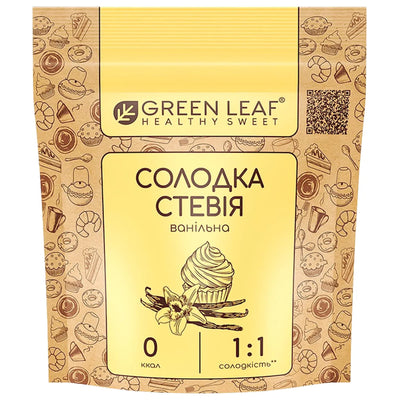 STEVIA SWEETENER W/VANILLA FLAVOR 1:1 12/100GR GREEN LEAF UKRAINE