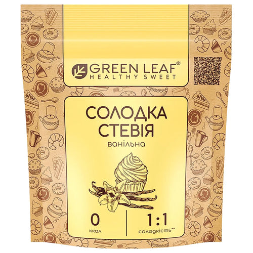 STEVIA SWEETENER W/VANILLA FLAVOR 1:1 12/100GR GREEN LEAF UKRAINE