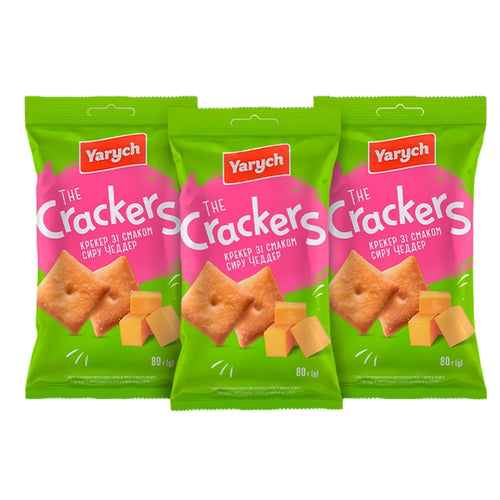 CRACKERS W/CHEDDAR CHEESE FLAVOR 50/80GR YARYCH UKRAINE