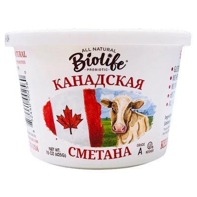 SOUR CREAM CANADIAN W/PROBIOTIC 12/425GR BIOLIFE