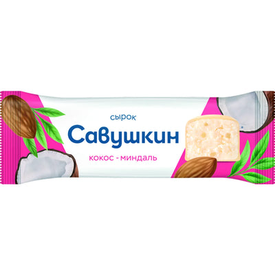CHEESE BAR COCONUT W/ALMOND GLAZED 18/40GR SAVUSHKIN PRODUCT N2743