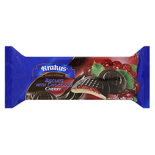 COOKIES BISCUITS CHERRY IN CHOCOLATE GLAZE 21/135GR KRAKUS KRAK0083