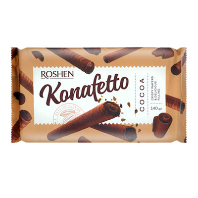 WAFFLE ROLLS KONAFETTO W/COCOA CREAM FILLING 15/140GR ROSHEN N3041