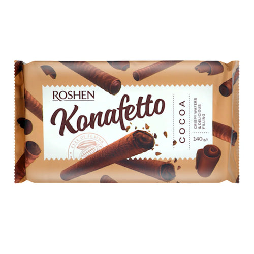 WAFFLE ROLLS KONAFETTO W/COCOA CREAM FILLING 15/140GR ROSHEN N3041