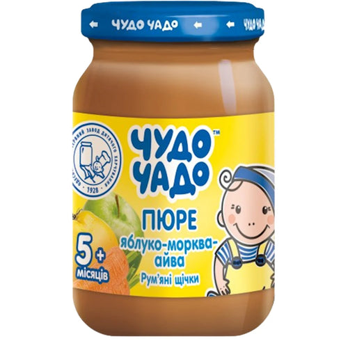 PUREE FOR BABY APPLE & CARROT & QUINCE FROM 5 MONTHS 6/170GR CHUDO CHADO UKRAINE