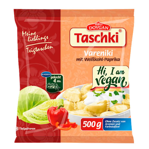 VARENIKI W/CABBAGE&BELL PEPPER FILLING FROZEN TASCHKI 8/500GR DOVGAN N98300450