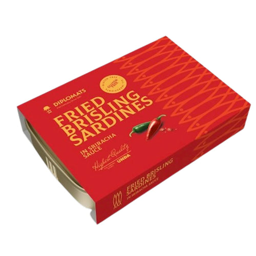 SARDINES IN SRIRACHA SAUCE 10/100GR DIPLOMATS LATVIA N1677/507(4)