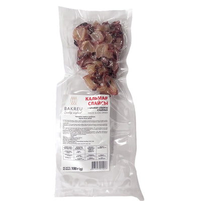 DRIED SQUID SLICES V/P 36/100GR BAKREU UKRAINE N70000043
