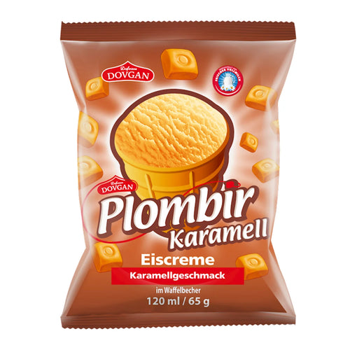 ICE CREAM PLOMBIR W/CARAMEL 25/65GR DOVGAN N92050120
