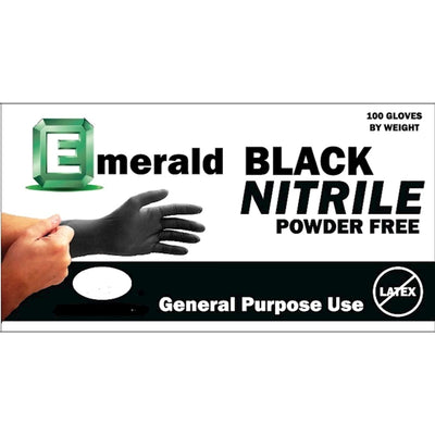 GLOVES MEDIUM BLACK NITRILE POWDER FREE 10/100CT EMERALD N6751
