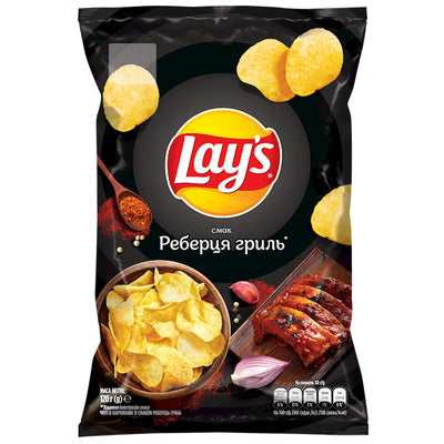 CHIPS POTATO W/BARBECUE RIBS FLAVOR 21/120GR LAY'S