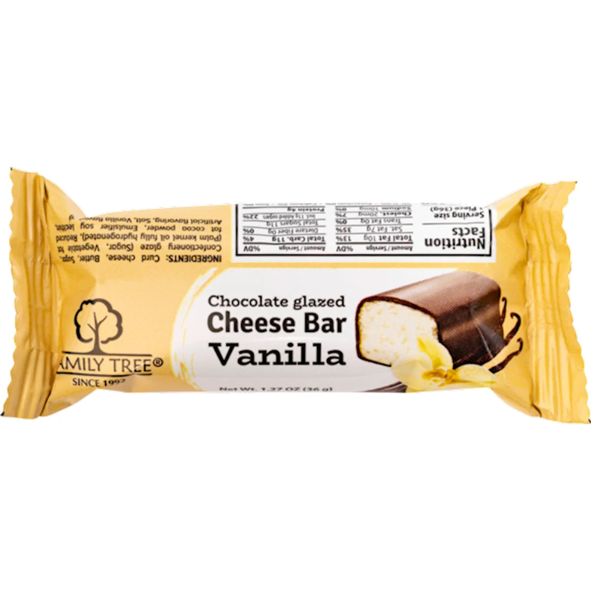 CHEESE BAR VANILLA 26% GLAZED 30/36GR FAMILY TREE N7776