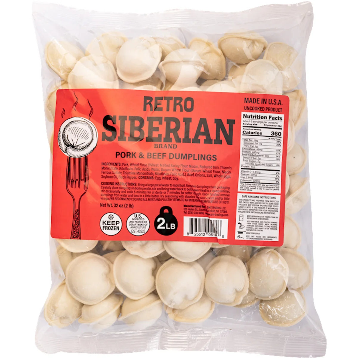DUMPLINGS SIBERIAN W/PORK&BEEF 12/2LB RETRO RPS02