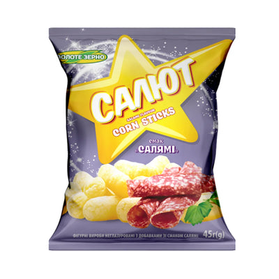CORN STICKS SALUTE W/SALAMI 30/45GR ZOLOTE ZERNO N166